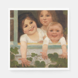 Guardanapo De Papel Três crianças na janela