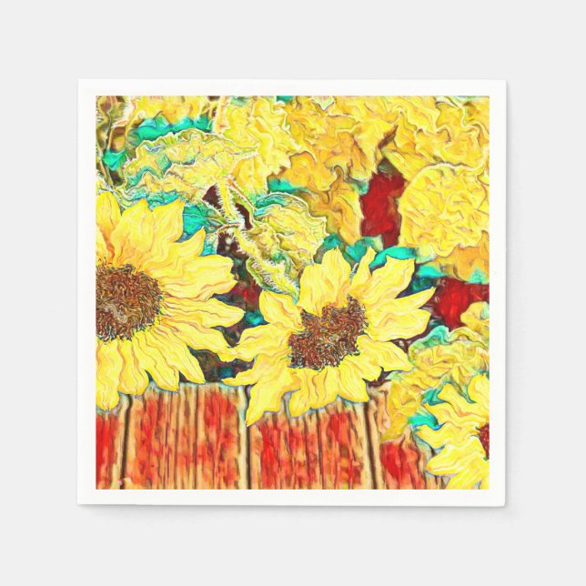 Guardanapo De Papel Três girassóis (Frente)
