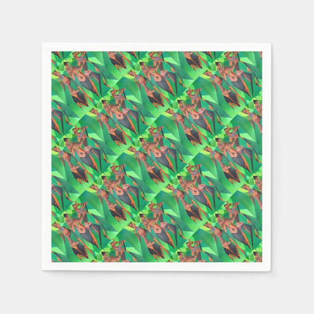 Guardanapo De Papel Três mulheres negras tradicionais étnicas dançando (Frente)