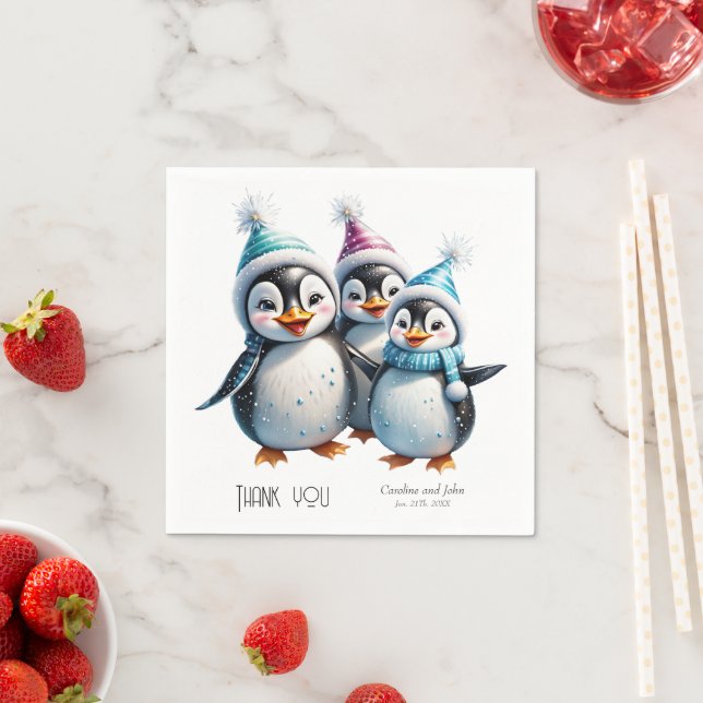 Guardanapo De Papel Três pinguins adoráveis (Insitu)