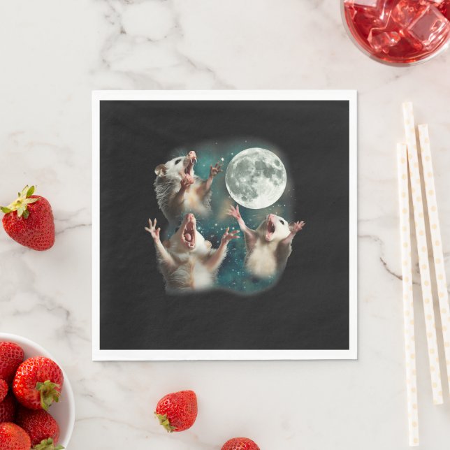 Guardanapo De Papel Três Possum Lua 3 Gambá Engraçado Estranho Meme Am (Insitu)