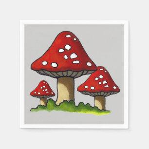Guardanapo De Papel Três Toadstools, ilustração original
