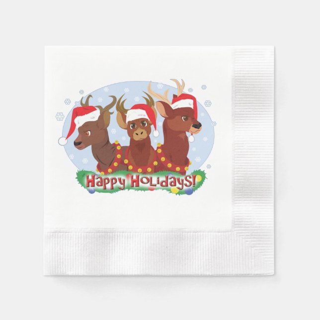 Guardanapo De Papel Três Veados de Natal (Frente)