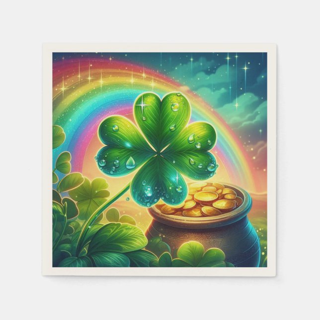 Guardanapo De Papel Trevo do dia do Rainbow Saint Patrick (Frente)