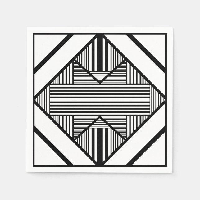 Guardanapo De Papel Triângulo strips 2 em preto e branco (Frente)