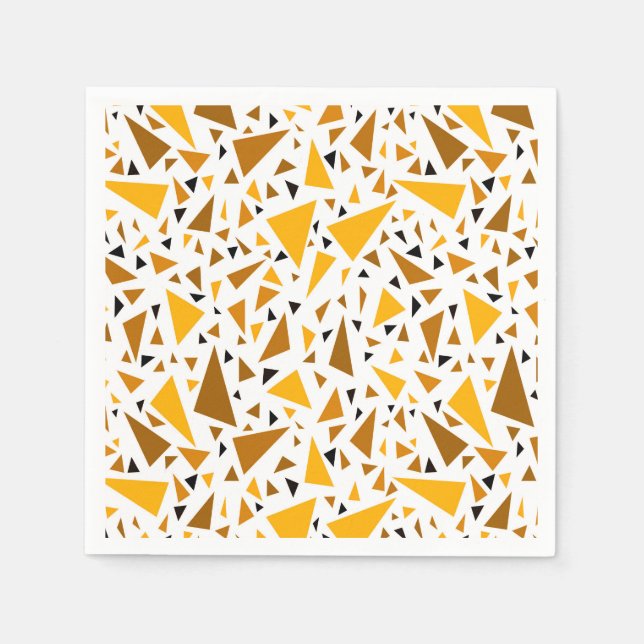 Guardanapo De Papel Triângulos castanhos amarelos sobre fundo retroati (Frente)
