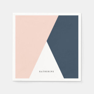 Guardanapo De Papel Triângulos geométricos azuis e cor-de-rosa-pincela