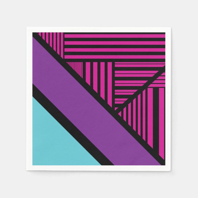 Guardanapo De Papel Triângulos - Rosa, Roxo, Azul e Preto (Frente)