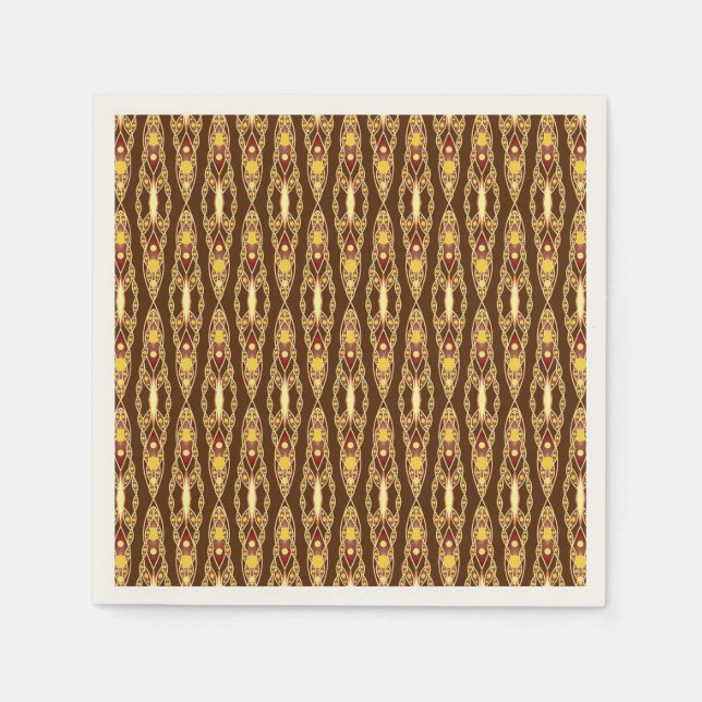 Guardanapo De Papel Tribal Batik - Castanho e bege de chocolate (Frente)