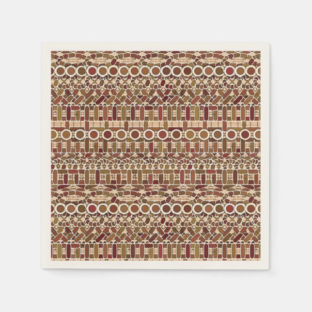 Guardanapo De Papel Tribal Batik - castanho e bronzeado (Frente)