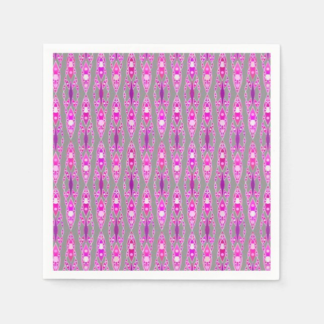 Guardanapo De Papel Tribal Batik - Rosa Física, Violeta e Cinzas (Frente)