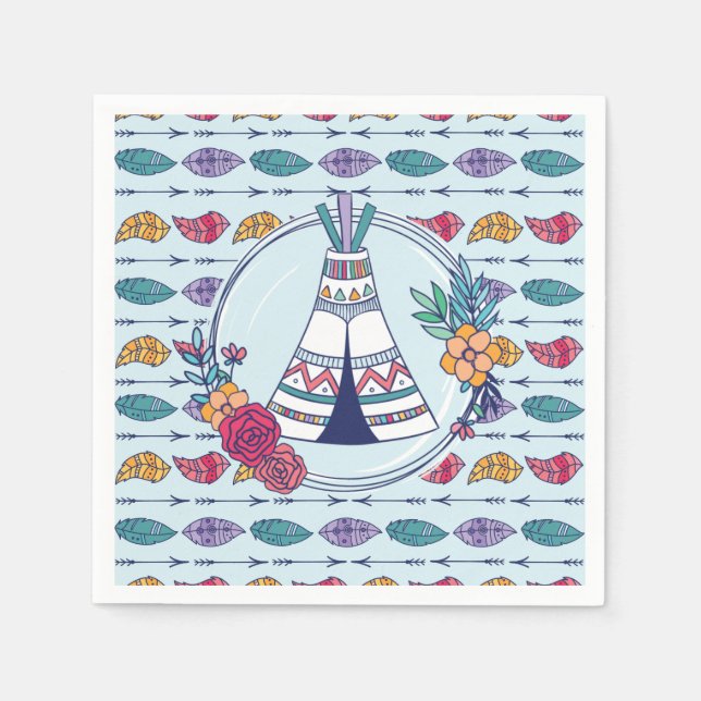 Guardanapo De Papel Tribal Cute Teepee Boho (Frente)