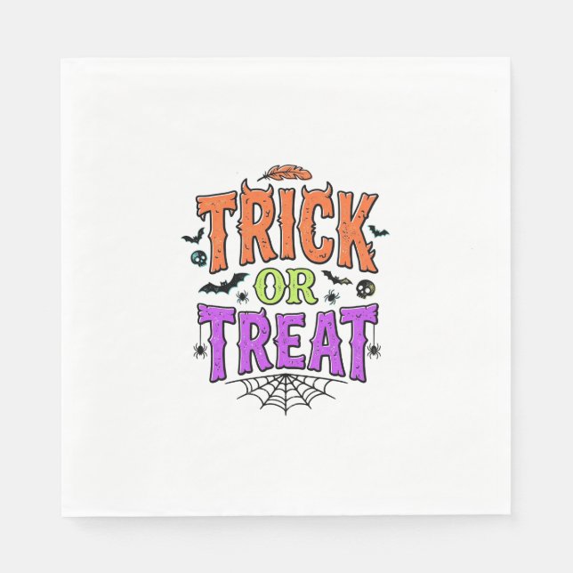 Guardanapo De Papel Trick Halloween Treat Funny Spider Web Retro_1 (Frente)