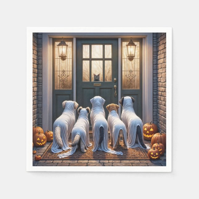 Guardanapo De Papel Trick or Treat Cães Fantasmas (Frente)