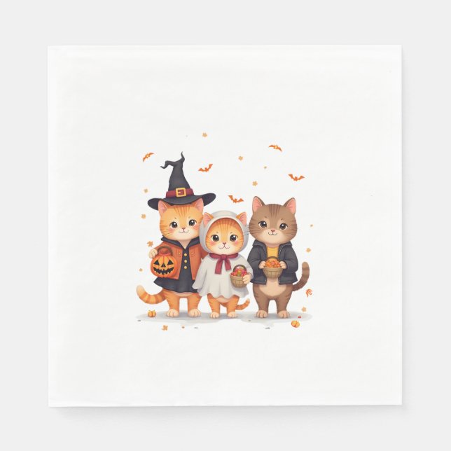 Guardanapo De Papel Trick-or-Treat Cat Squad (Frente)