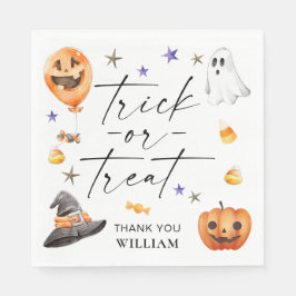 Guardanapo De Papel Trick ou Treine o Aniversário do Halloween