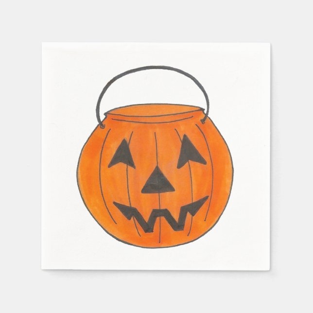 Guardanapo De Papel Trick ou Treine Pumpkin Jack o'Lanterna Halloween (Frente)