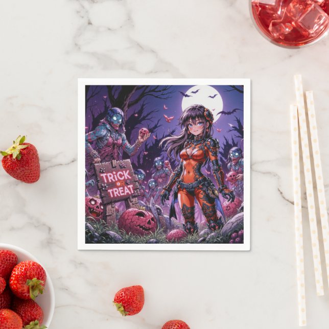 Guardanapo De Papel Trick ou Treine Zombies Halloween Entregando o Cér (Insitu)