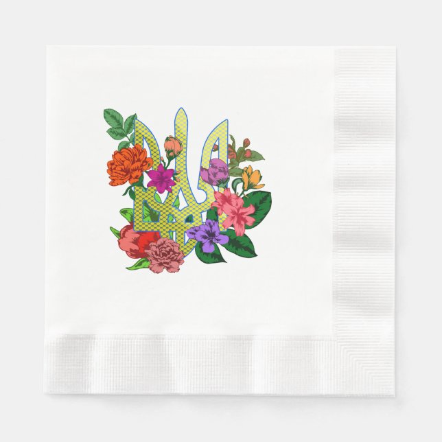 Guardanapo De Papel tridente tryzub da heráldica ucraniana flores flor (Frente)