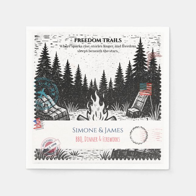 Guardanapo De Papel Trilhas da Liberdade Decoração de Acampamento Fogu (Frente)