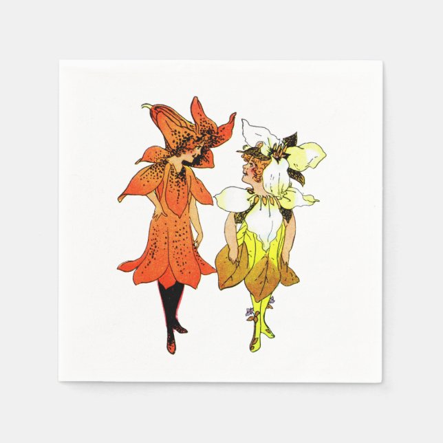 Guardanapo De Papel Trillium e Tiger-Lily, Flores Whimsical (Frente)