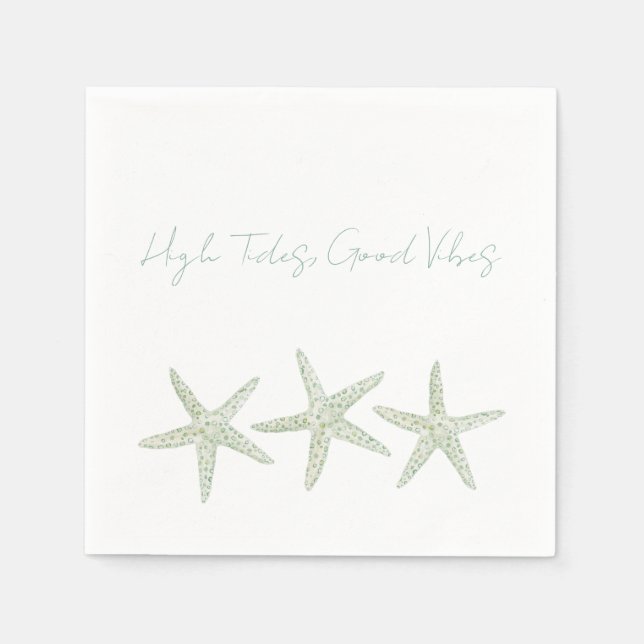Guardanapo De Papel Trio de Estrelas-do-Mar em Aquarela (Frente)