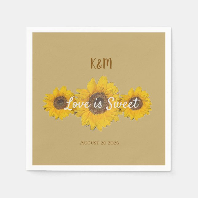Guardanapo De Papel Trio de girassol em sábado - casamento (Frente)