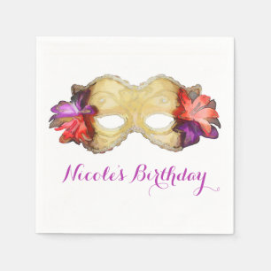 Guardanapo De Papel Tropical Floral Mascarada Mask Elegant Party