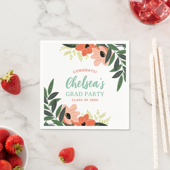 Guardanapo De Papel Tropical Floral Personalizada Formando (Insitu)