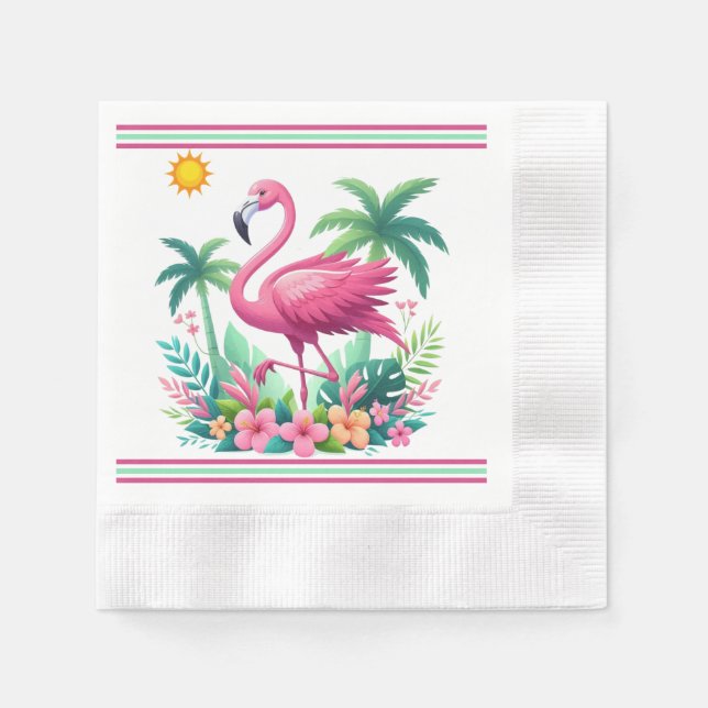 Guardanapo De Papel Tropical/Flórida rosa flamingo (Frente)