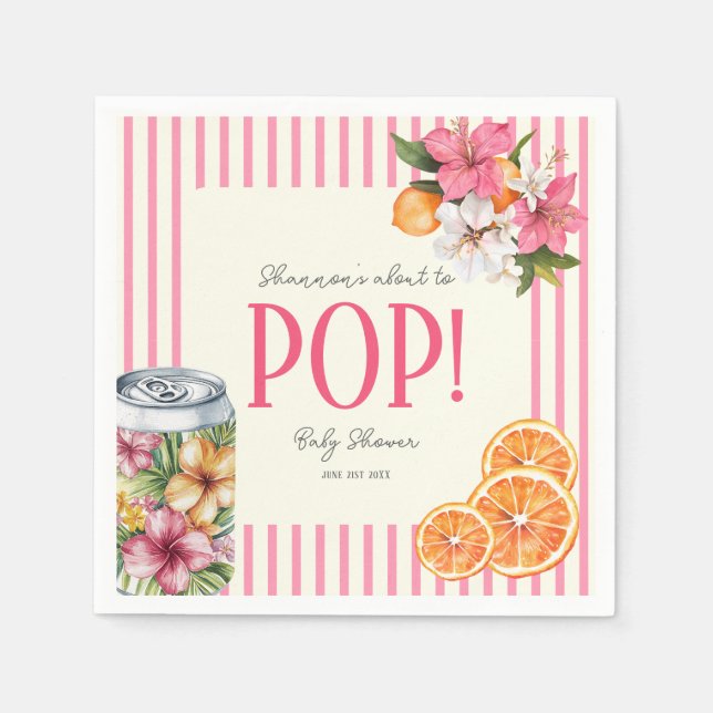 Guardanapo De Papel Tropical Flowers Pop Baby Shower Paper Napkins (Frente)