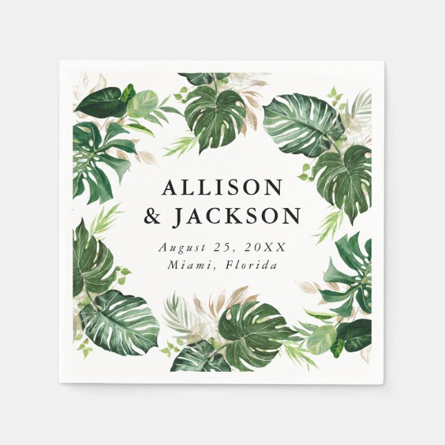Guardanapo De Papel Tropical Gold | Casamento Personalizado (Frente)