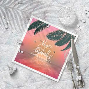 Guardanapo De Papel Tropical Isle Sunrise Love and Obrigados Pink ID58