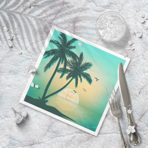 Guardanapo De Papel Tropical Isle Sunrise Teal ID581