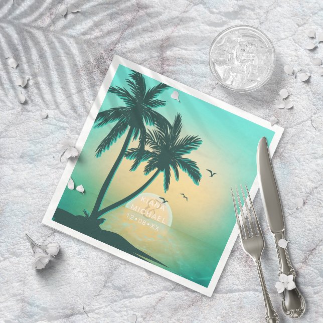 Guardanapo De Papel Tropical Isle Sunrise Teal ID581 (Criador carregado)