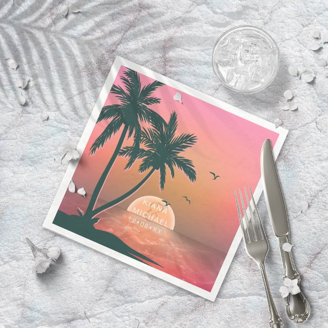 Guardanapo De Papel Tropical Isle Sunrise Wedding Pink ID581 (Criador carregado)