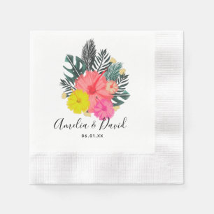 Guardanapo De Papel Tropical Mão Desenhada Hawaii Script Salvar a Data