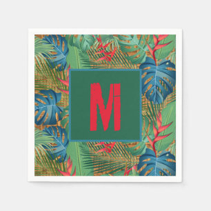 Guardanapo De Papel Tropical Monogramada no Wicker Impressão