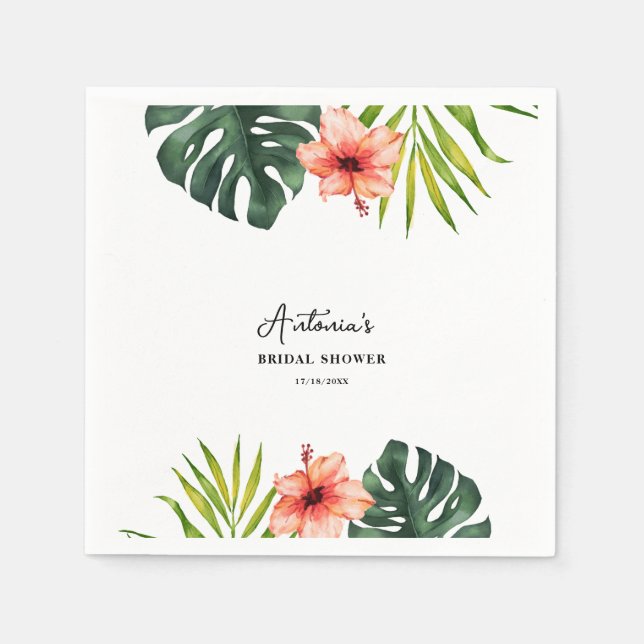 Guardanapo De Papel Tropical Monstera Palm Bridal Shower  (Frente)