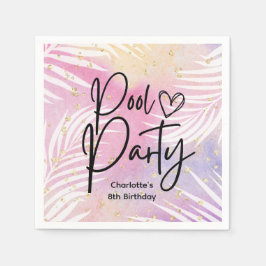 Guardanapo De Papel Tropical Palm Pastel Rainbow Piscina Party