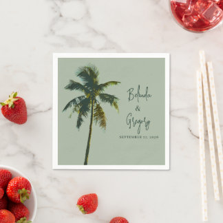 Guardanapo De Papel Tropical Palm Wedding Cocktail Napkins Text Green