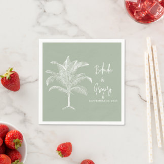 Guardanapo De Papel Tropical Palm Wedding Cocktail Napkins Text Green