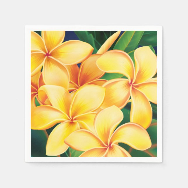 Guardanapo De Papel Tropical Paraísa Havaiana Plumeria Floral (Frente)