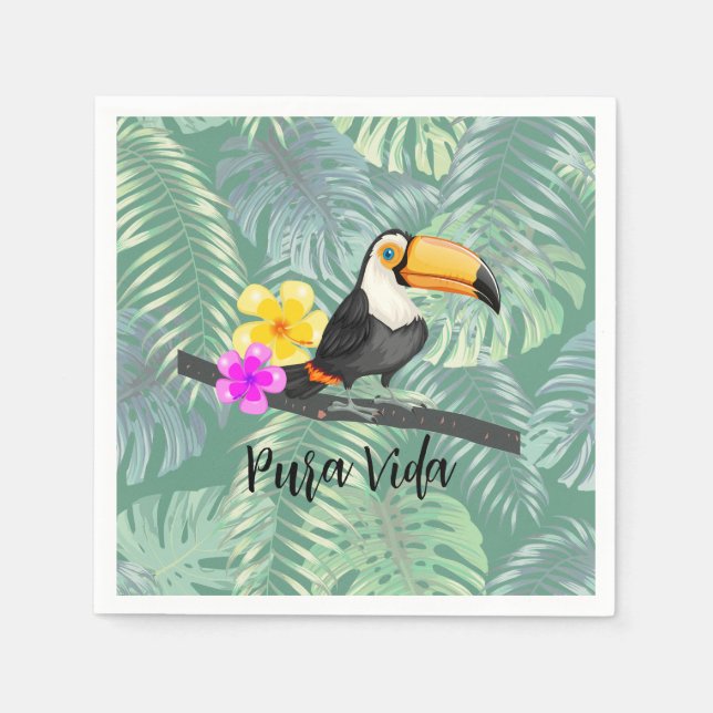Guardanapo De Papel Tropical Toucan Pura Vida Paper Napkins (Frente)