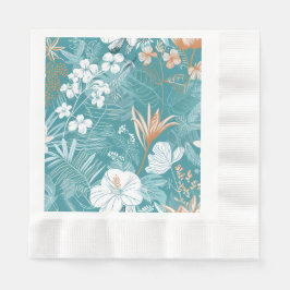 Guardanapo De Papel Tropical Turquoise & Terracotta Hibiscus Floral 