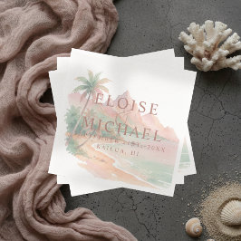 Guardanapo De Papel Tropical Watercolor Island Sunset Wedding