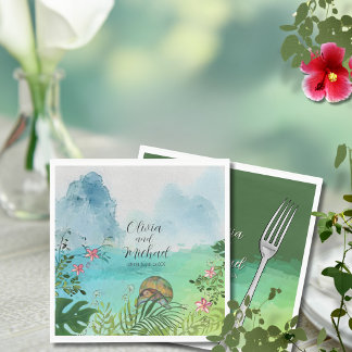 Guardanapo De Papel Tropical Wedding Napkin Charming Sea Turtle Decor