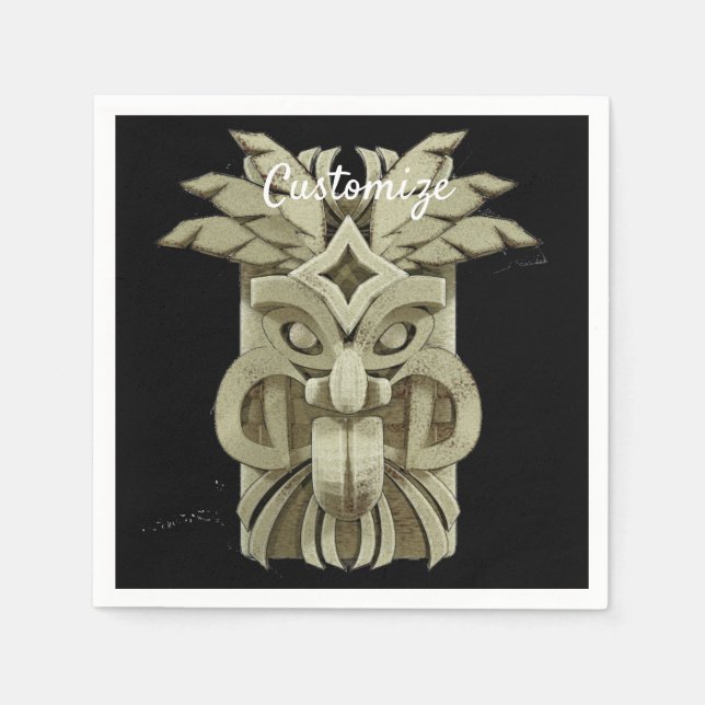 Guardanapo De Papel Trovão da escultura Tiki gravada (Frente)