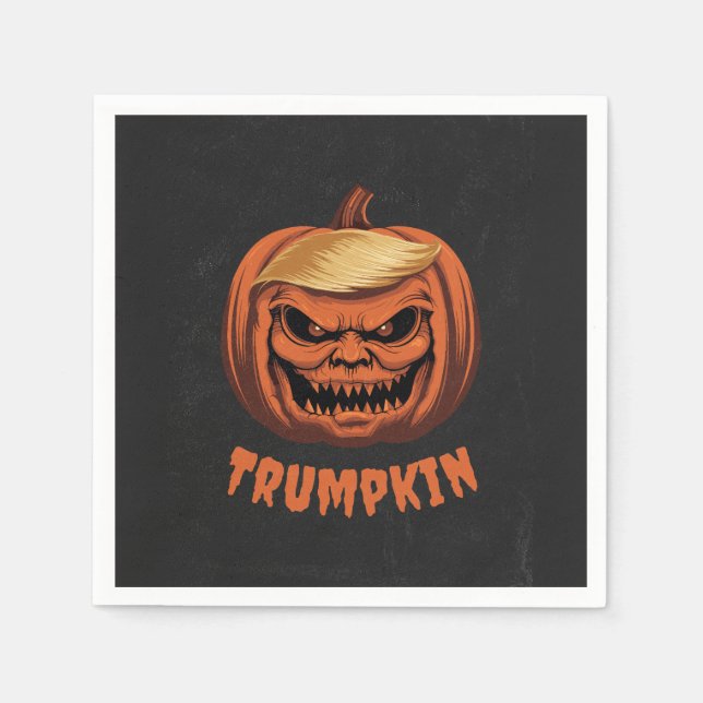 Guardanapo De Papel Trumpkin - Grinning Donald Trump Halloween Pumpkin (Frente)
