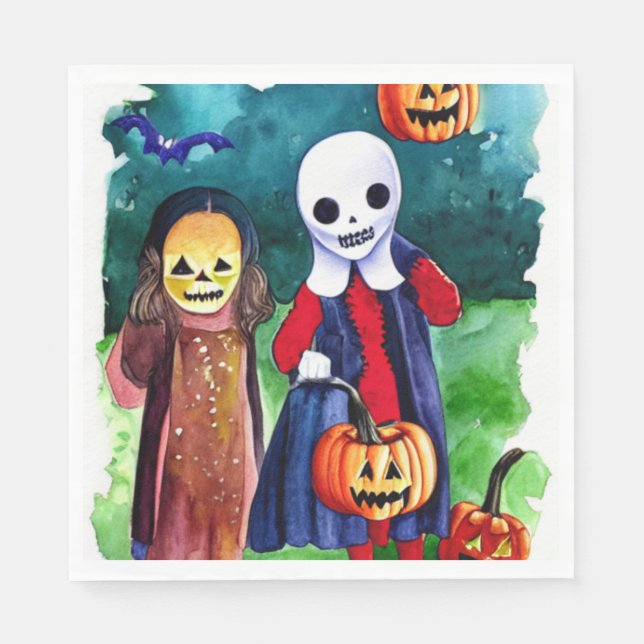Guardanapo De Papel Truque ou Tratadores de Halloween (Frente)